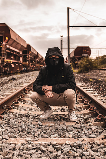 Mask, Miscellanea, Miscellaneous, Man, Railway, Hood, Rails HD phone wallpaper