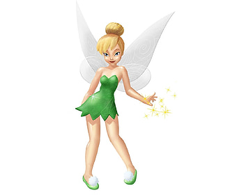 Tinker Bell, white, blonde, cute, disney, girl, fairy, fanart, fantasy, green HD wallpaper