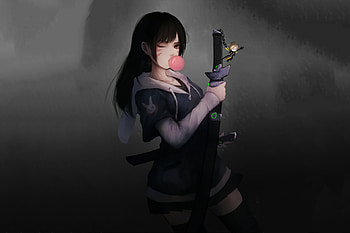 Overwatch, katana, warrior, d.va, art HD wallpaper