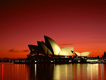 scarlet night Sydney, night, sydney, scene, sky, scarlet, sunset, ocean HD wallpaper