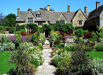 A place of beauty, plants, country, walkway, vines, stone, trees, flowers, lovely, home HD wallpaper