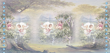 LIL ANGELS, FLOWERS, SWINGS, CHILD, TREES, BACKGROUND, FEMALE, ANGELS HD wallpaper