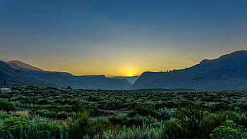 Nature, Sunset, Grass, Mountains, Dahl, Distance HD wallpaper