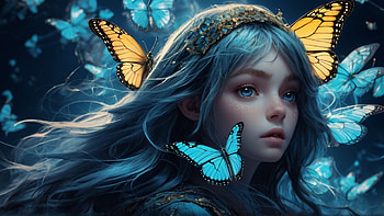 Butterflies, butterfly, blue, night, insect, glow HD wallpaper