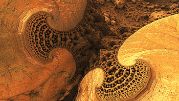 3d Fractal Art, 3D, gold, organic, orange (Color), Abstract, fractal HD wallpaper