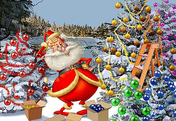 The Christmas Countdown, trees, ornaments, snow, santa, funny HD wallpaper