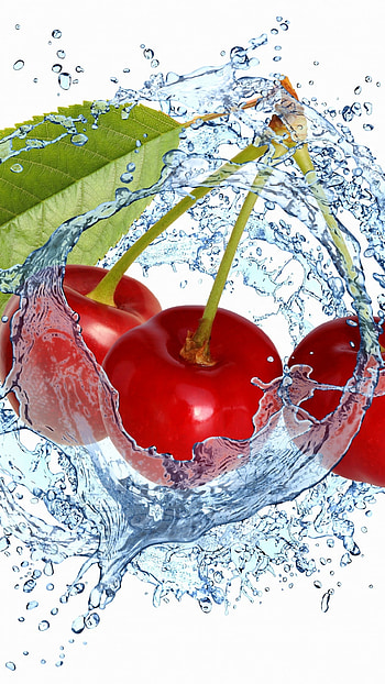 Vibrant cherries, Splash of color, , Plus-sized refreshment HD phone wallpaper