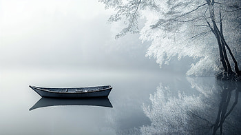 Serenity on the Lake: A Ultra, serenity, boat, lake, water, fog HD wallpaper