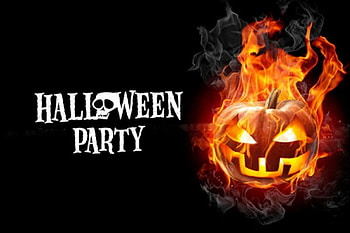 Halloween Party, artwork, ghost, face, pumpkin, fire HD wallpaper