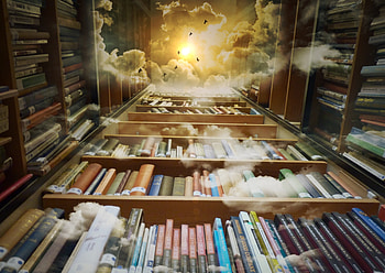 Books, Clouds, Miscellanea, Miscellaneous, Flight, hop, Reading, Library, Shelves HD wallpaper