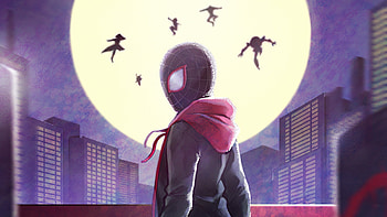 Spiderman Behind Little Heroes, spiderman, superheroes, digital-art, artwork HD wallpaper