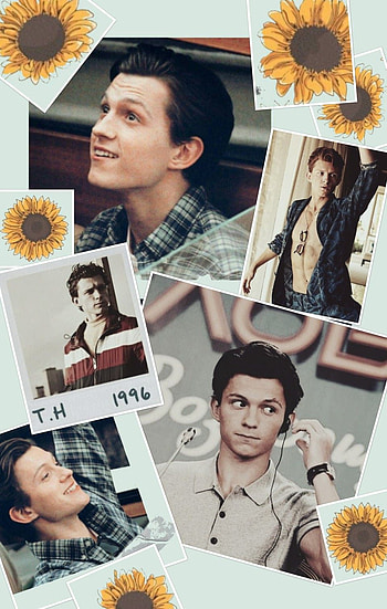 Tom Holland collage, green, flower HD phone wallpaper