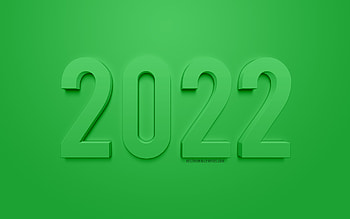 Green 2022 3D background, 2022 New Year, Happy New Year 2022, Green background, 2022 concepts, 2022 background, 2022 3D art, New 2022 Year HD wallpaper