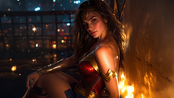 Wonder Woman Shielded Heroine, wonder-woman, superheroes, artwork, digital-art, ai HD wallpaper