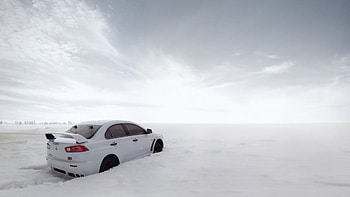 Auto, Mitsubishi, Snow HD wallpaper