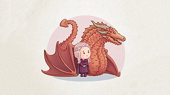 Dragon, Queen, Khaleesi, cartoon, artwork, game of thrones, minimal HD wallpaper