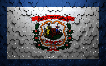 Flag of West Virginia, honeycomb art, West Virginia hexagons flag, West Virginia, 3d hexagons art, West Virginia flag HD wallpaper