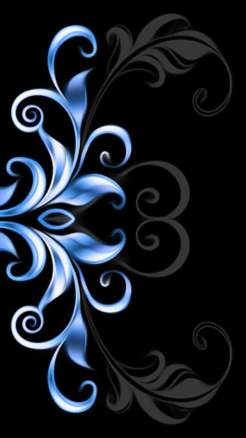 black blue flowers 3d, new, amoled, art, curves, creative_arts, modern, shadow, neon, design, pattern HD phone wallpaper