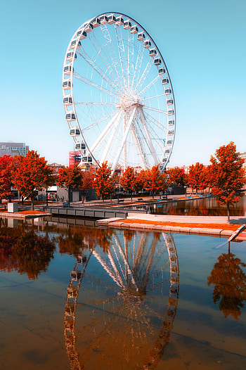 Water, Reflection, Miscellanea, Miscellaneous, Park, Ferris Wheel HD phone wallpaper