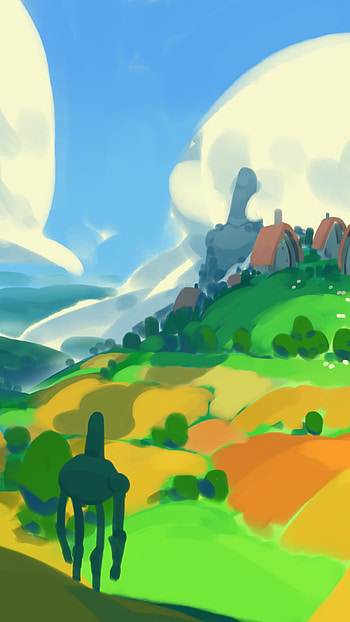 Hilltop Wanderer - Vibrant Landscape , fantasy, landscape, fantasy landscape HD phone wallpaper