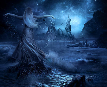 Fantasy girl, blue, world, girl, fantasy HD wallpaper