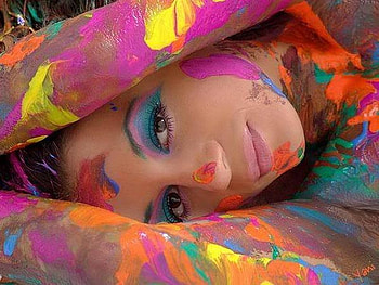 rainbow beauty, paint, colorful, skin, beauty HD wallpaper