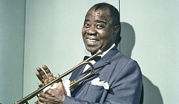 Louis Armstrong, Smiling musician, National review, Album cover HD wallpaper