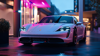 Porsche Taycan Quad — Neon Night Drive, Porsche Taycan, Porsche, car HD wallpaper