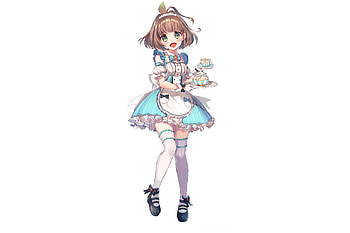 Cute maid, anime girl, original, minimal HD wallpaper