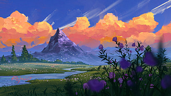 Alpine Dusk Bloom — Artistic Landscape, artistic, landscape HD wallpaper