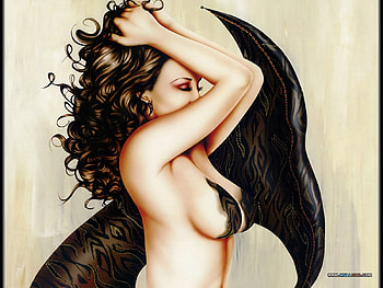 black mermaid, black, angel, fantasy, abstract HD wallpaper