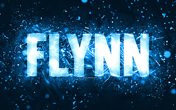 Happy Birtay Flynn, , blue neon lights, Flynn name, creative, Flynn Happy Birtay, Flynn Birtay, popular american male names, with Flynn name, Flynn HD wallpaper