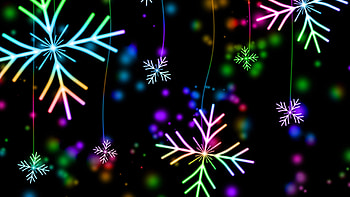 Snowflakes, winter, colorful, black, snowflake, pink, green, texture HD wallpaper