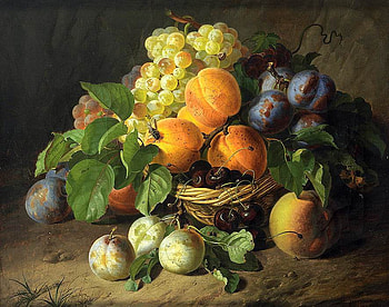 By Josef Antal Strohmayer., painting, art, grape, fruit, josef antal strohmayer HD wallpaper