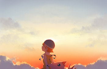 Sora Takenouchi, Clouds, Sky, Biyomon HD wallpaper
