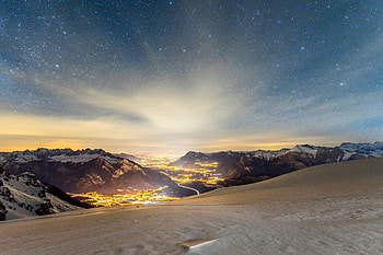 Snow Winter Lights Sky Stars, snow, winter, lights, nature, sky, stars HD wallpaper