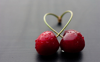 Food, Drops, Macro, Cherries HD wallpaper