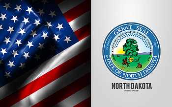 Seal of North Dakota, USA Flag, North Dakota emblem, North Dakota coat of arms, North Dakota badge, American flag, North Dakota, USA HD wallpaper