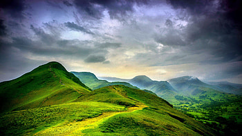 Majestic green mountains, Dark sky's contrast, , Kde store HD wallpaper
