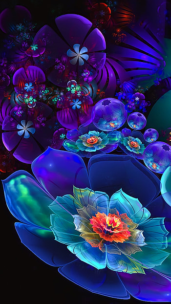NeonFlowers, neon, flower HD phone wallpaper