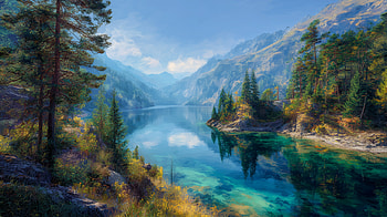 Artistic Landscape : Serene Mountain Lake Nature Scene, artistic landscape, lake, mountain HD wallpaper