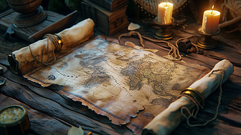Enigmatic Treasure Map, treasure map, map, candle, antique HD wallpaper