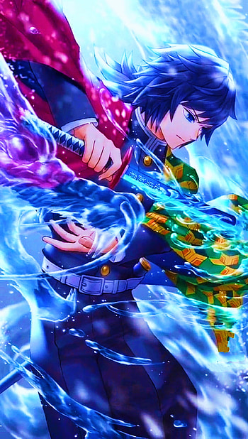 Giyu Tomioka, sword, dragon, Japanese, water HD phone wallpaper