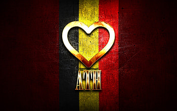 I Love Ath, belgian cities, golden inscription, Day of Ath, Belgium, golden heart, Ath with flag, Ath, Cities of Belgium, favorite cities, Love Ath HD wallpaper