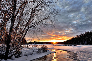 Winter, landscape, twilight HD wallpaper