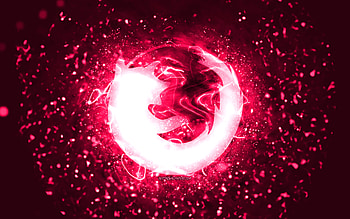 Mozilla pink logo, , pink neon lights, creative, pink abstract background, Mozilla logo, brands, Mozilla HD wallpaper