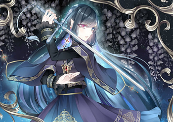 Night of Lonely, long hair, beauty, nice, , female, sexy, sweet, sword, hot, girl, beautiful, blade, anime girl, anime, pretty, weapon, lovely HD wallpaper