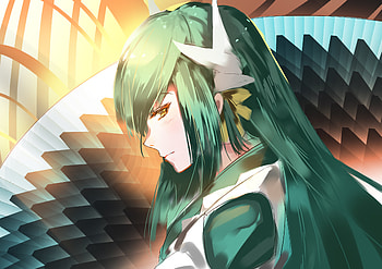 Hot, green hair, Berserker, anime girl HD wallpaper