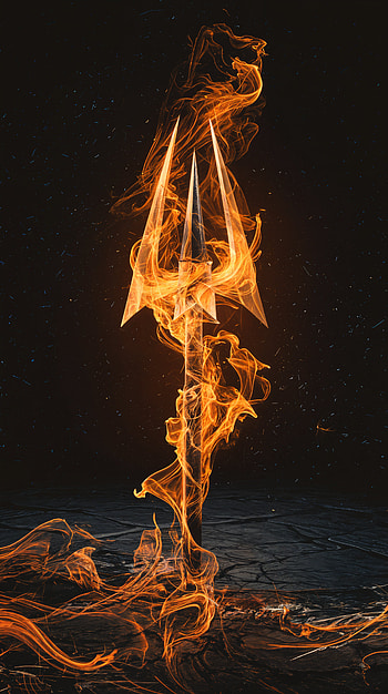 Fiery Spear: A Striking , flame, fire, fantasy HD phone wallpaper