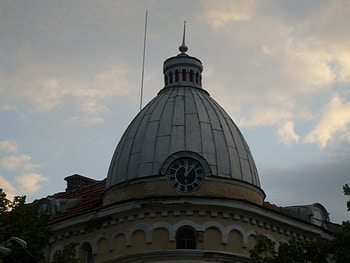 Old Clock, architecture, graphy, time, bulgaria, building, clouds, sky, clock, , vratza HD wallpaper